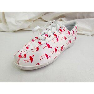 Easy Spirit 9.5WW (Wide Width) Womens White Pink Flamingo Low Lace Sneakers NWT